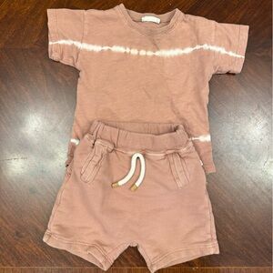 Kids Short Sleeve Tie-Dye Matching Set in Dusty Mauve